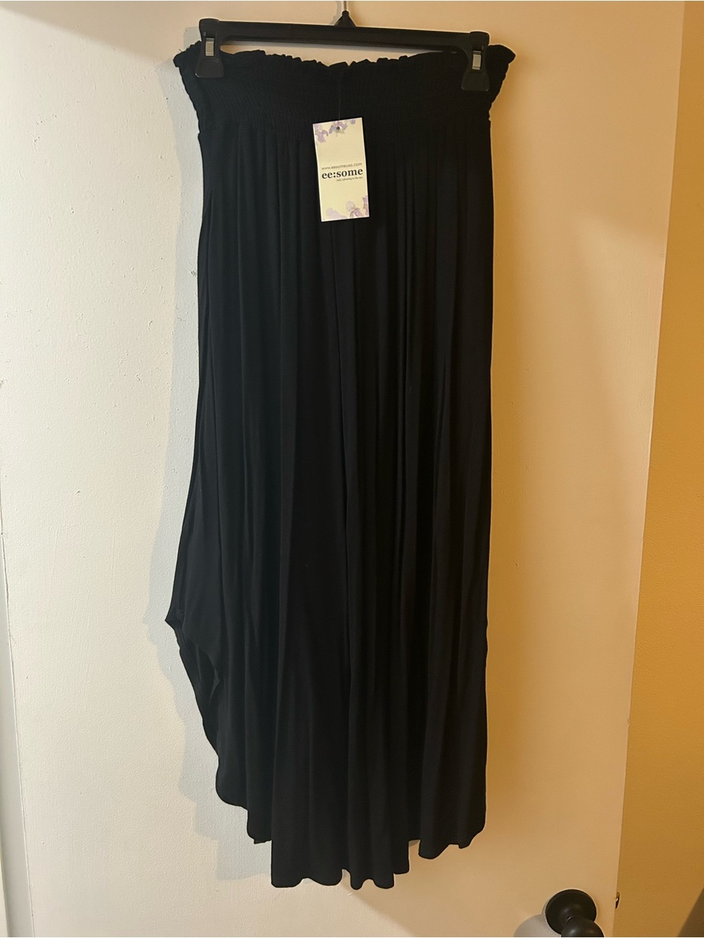 eesome Black Smocked Waist Maxi Skirt